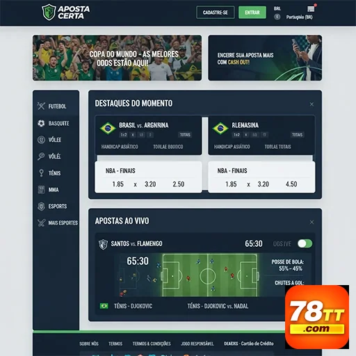 Ilustração de Experimente Slots e Games ao Vivo no 78tt
